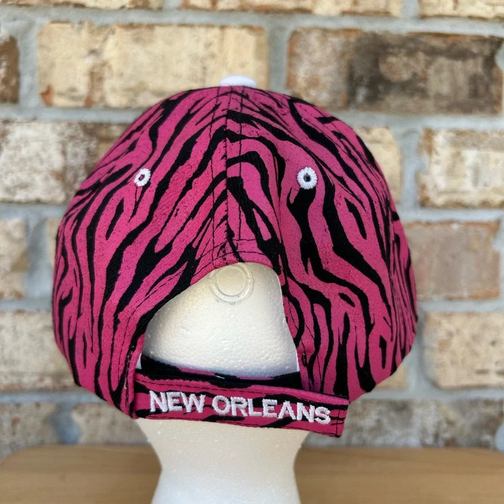 Urban Trendz New Orleans Embroidery Pink‎ Black White Zebra Print Baseball Cap